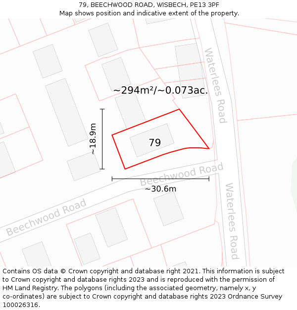 79, BEECHWOOD ROAD, WISBECH, PE13 3PF: Plot and title map