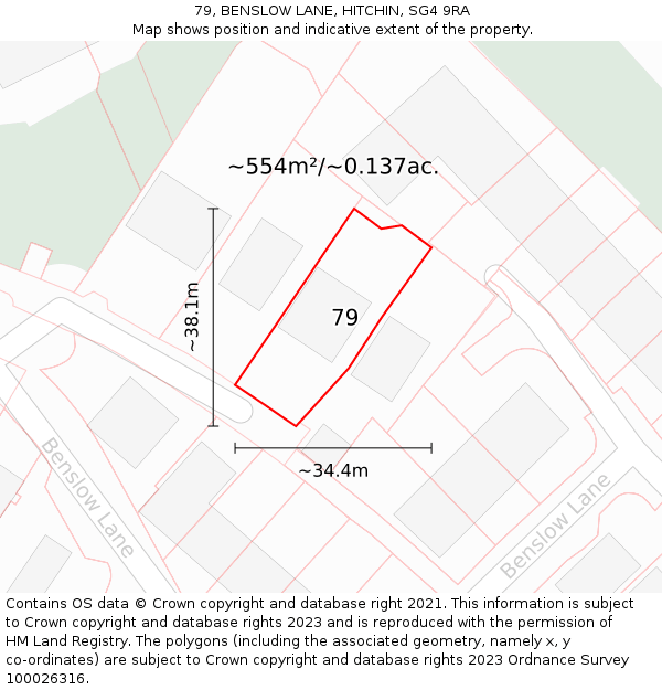 79, BENSLOW LANE, HITCHIN, SG4 9RA: Plot and title map