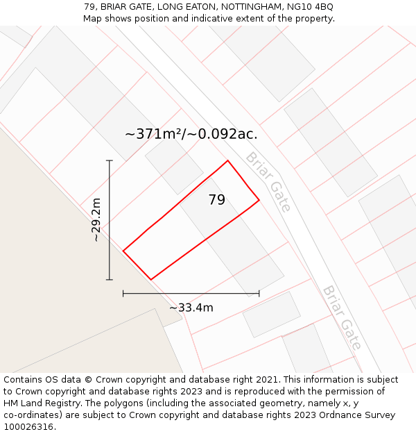 79, BRIAR GATE, LONG EATON, NOTTINGHAM, NG10 4BQ: Plot and title map