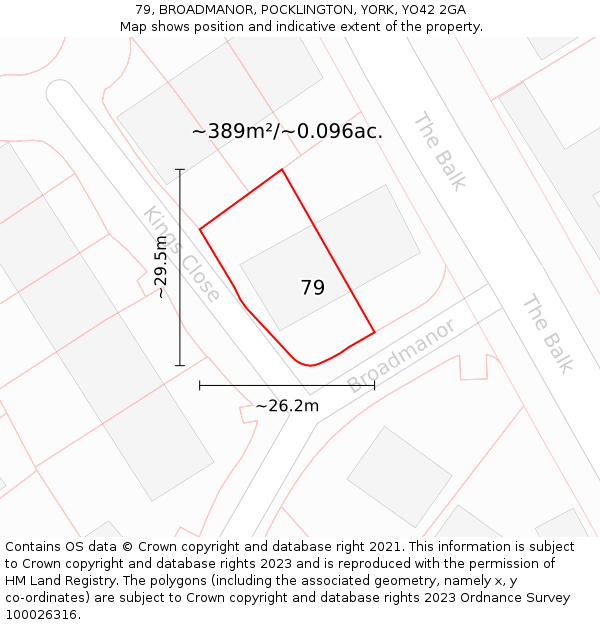 79, BROADMANOR, POCKLINGTON, YORK, YO42 2GA: Plot and title map