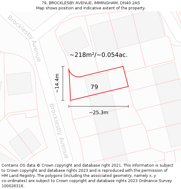 79, BROCKLESBY AVENUE, IMMINGHAM, DN40 2AS: Plot and title map