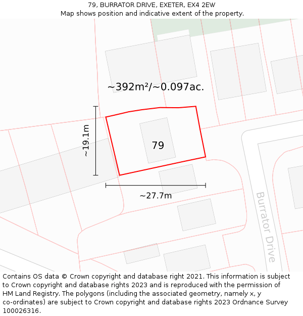 79, BURRATOR DRIVE, EXETER, EX4 2EW: Plot and title map