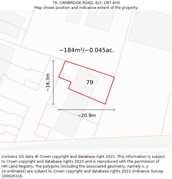 79, CAMBRIDGE ROAD, ELY, CB7 4HX: Plot and title map