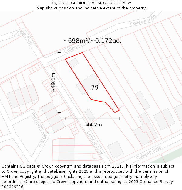 79, COLLEGE RIDE, BAGSHOT, GU19 5EW: Plot and title map