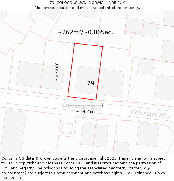 79, COLOSSUS WAY, NORWICH, NR5 0UY: Plot and title map