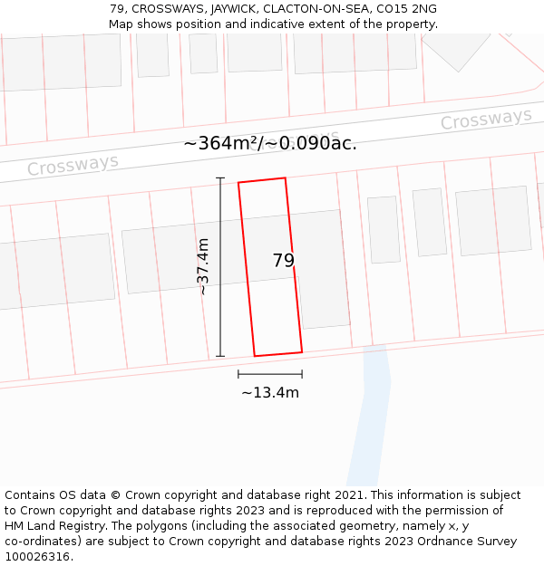 79, CROSSWAYS, JAYWICK, CLACTON-ON-SEA, CO15 2NG: Plot and title map