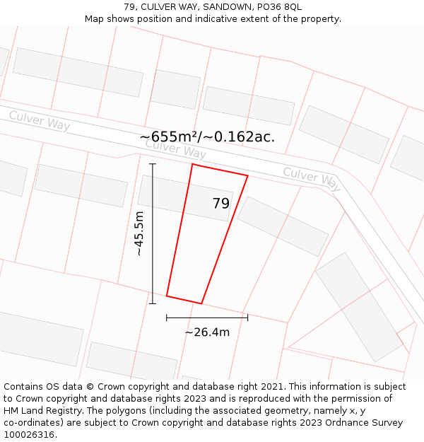 79, CULVER WAY, SANDOWN, PO36 8QL: Plot and title map