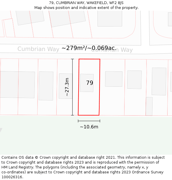 79, CUMBRIAN WAY, WAKEFIELD, WF2 8JS: Plot and title map