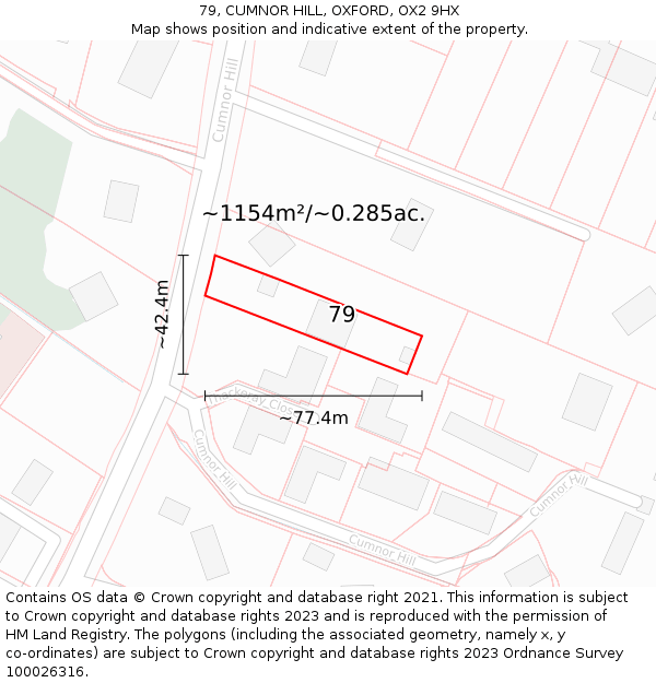 79, CUMNOR HILL, OXFORD, OX2 9HX: Plot and title map