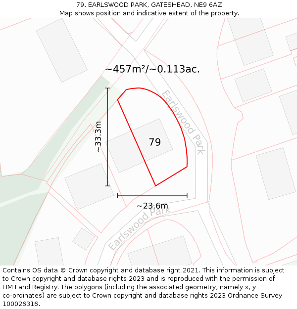 79, EARLSWOOD PARK, GATESHEAD, NE9 6AZ: Plot and title map