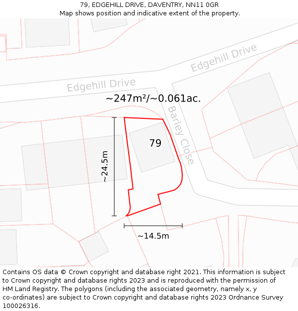 79, EDGEHILL DRIVE, DAVENTRY, NN11 0GR: Plot and title map