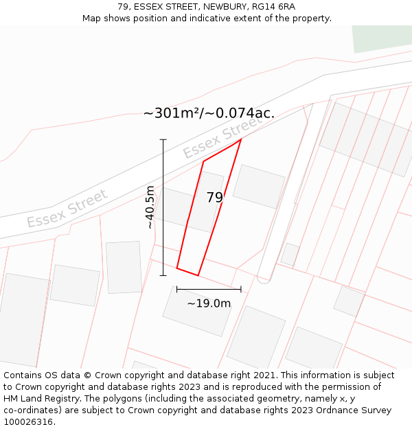 79, ESSEX STREET, NEWBURY, RG14 6RA: Plot and title map