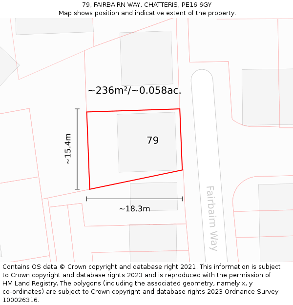 79, FAIRBAIRN WAY, CHATTERIS, PE16 6GY: Plot and title map