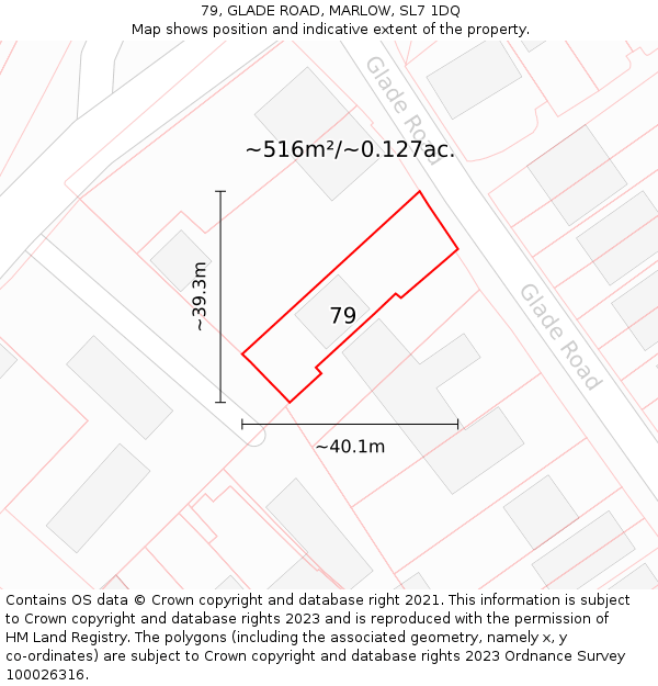 79, GLADE ROAD, MARLOW, SL7 1DQ: Plot and title map