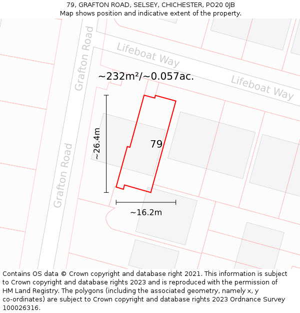 79, GRAFTON ROAD, SELSEY, CHICHESTER, PO20 0JB: Plot and title map