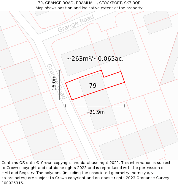 79, GRANGE ROAD, BRAMHALL, STOCKPORT, SK7 3QB: Plot and title map