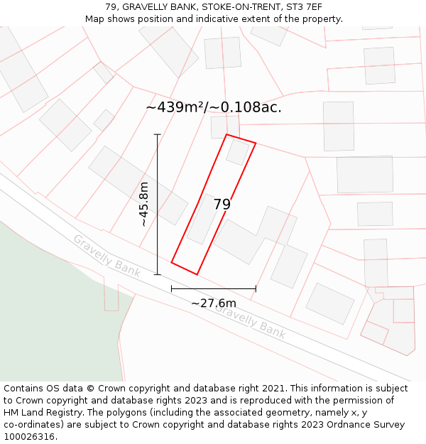 79, GRAVELLY BANK, STOKE-ON-TRENT, ST3 7EF: Plot and title map