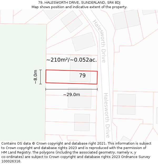 79, HALESWORTH DRIVE, SUNDERLAND, SR4 8DJ: Plot and title map