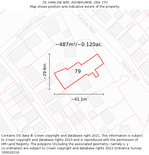 79, HARLOW WAY, ASHBOURNE, DE6 1TH: Plot and title map