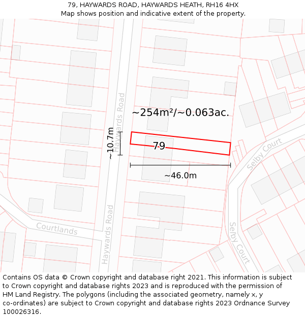 79, HAYWARDS ROAD, HAYWARDS HEATH, RH16 4HX: Plot and title map