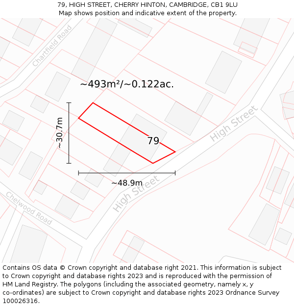 79, HIGH STREET, CHERRY HINTON, CAMBRIDGE, CB1 9LU: Plot and title map