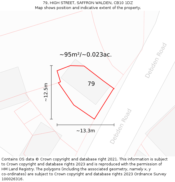 79, HIGH STREET, SAFFRON WALDEN, CB10 1DZ: Plot and title map