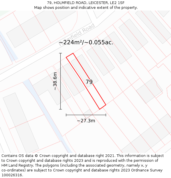 79, HOLMFIELD ROAD, LEICESTER, LE2 1SF: Plot and title map