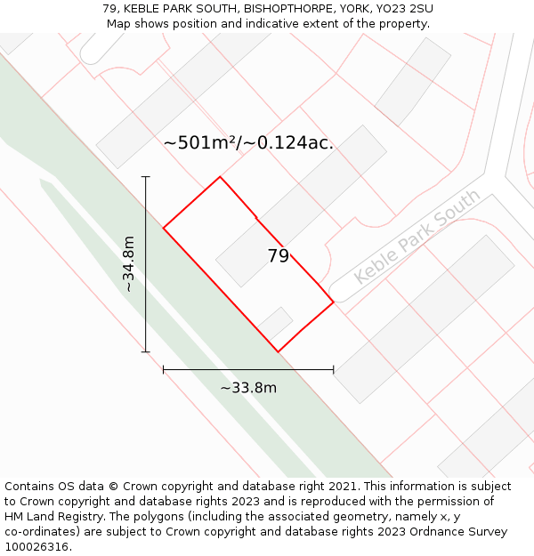 79, KEBLE PARK SOUTH, BISHOPTHORPE, YORK, YO23 2SU: Plot and title map