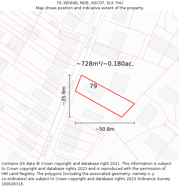 79, KENNEL RIDE, ASCOT, SL5 7NU: Plot and title map