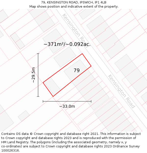 79, KENSINGTON ROAD, IPSWICH, IP1 4LB: Plot and title map