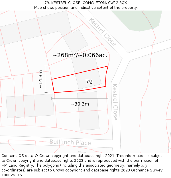 79, KESTREL CLOSE, CONGLETON, CW12 3QX: Plot and title map