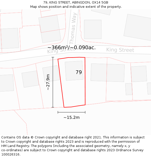 79, KING STREET, ABINGDON, OX14 5GB: Plot and title map