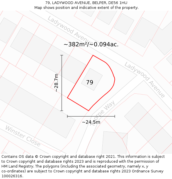 79, LADYWOOD AVENUE, BELPER, DE56 1HU: Plot and title map