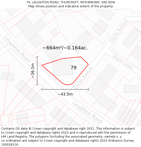 79, LAUGHTON ROAD, THURCROFT, ROTHERHAM, S66 9DW: Plot and title map