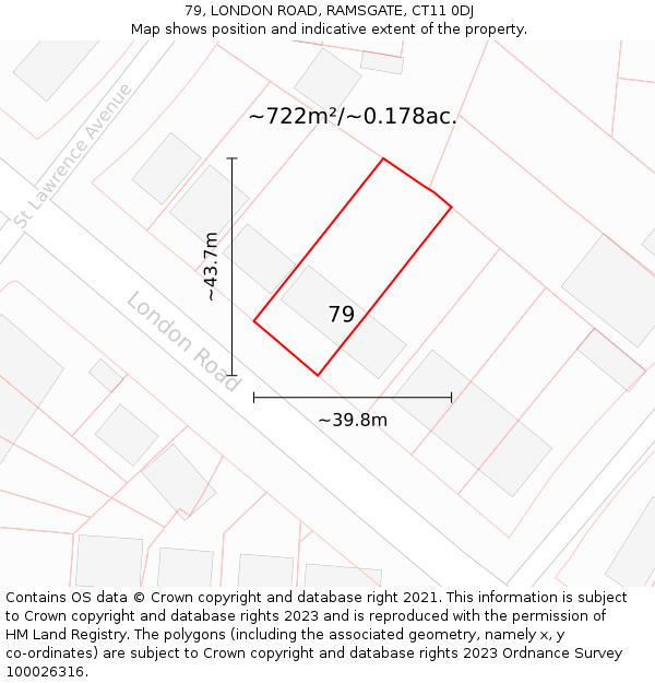 79, LONDON ROAD, RAMSGATE, CT11 0DJ: Plot and title map