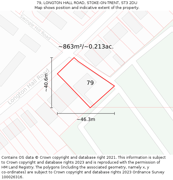 79, LONGTON HALL ROAD, STOKE-ON-TRENT, ST3 2DU: Plot and title map