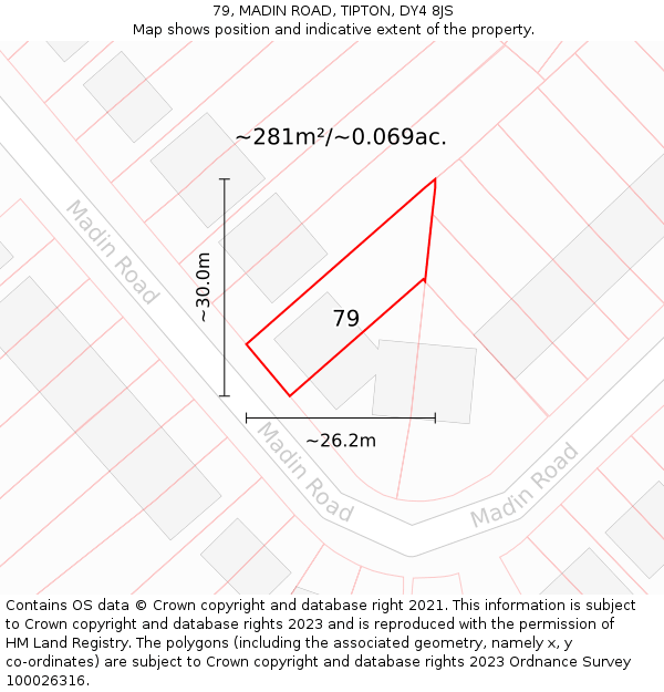 79, MADIN ROAD, TIPTON, DY4 8JS: Plot and title map