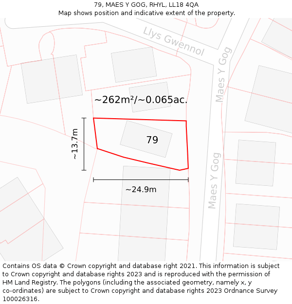 79, MAES Y GOG, RHYL, LL18 4QA: Plot and title map