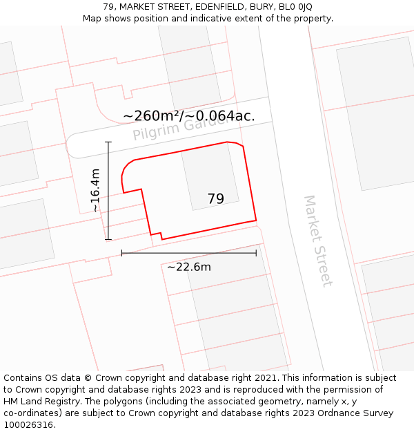 79, MARKET STREET, EDENFIELD, BURY, BL0 0JQ: Plot and title map