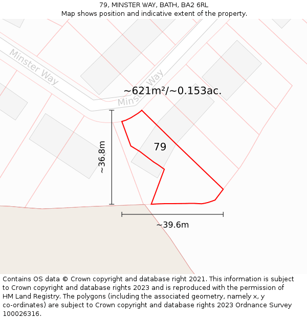 79, MINSTER WAY, BATH, BA2 6RL: Plot and title map