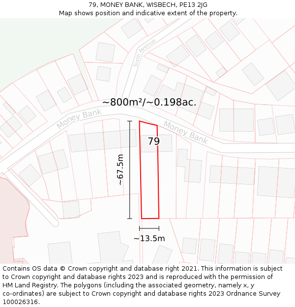 79, MONEY BANK, WISBECH, PE13 2JG: Plot and title map