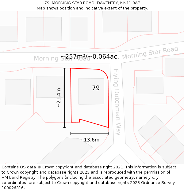 79, MORNING STAR ROAD, DAVENTRY, NN11 9AB: Plot and title map