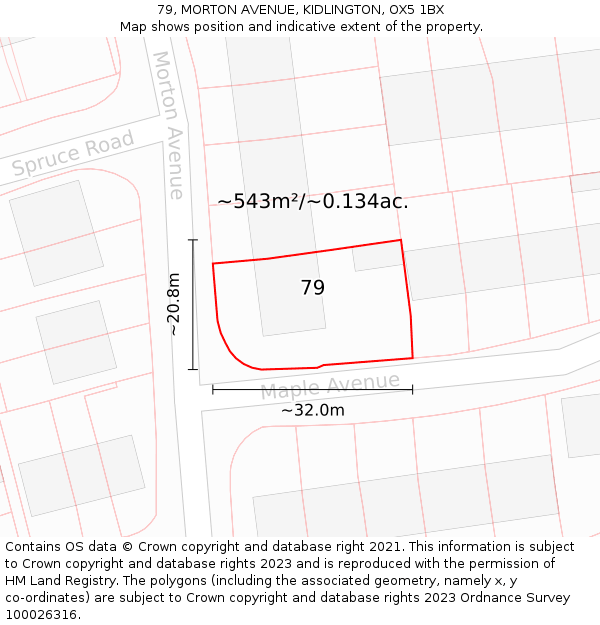 79, MORTON AVENUE, KIDLINGTON, OX5 1BX: Plot and title map