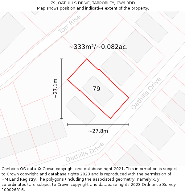 79, OATHILLS DRIVE, TARPORLEY, CW6 0DD: Plot and title map