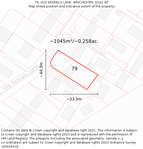 79, OLD KENNELS LANE, WINCHESTER, SO22 4JT: Plot and title map