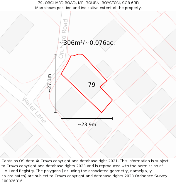 79, ORCHARD ROAD, MELBOURN, ROYSTON, SG8 6BB: Plot and title map