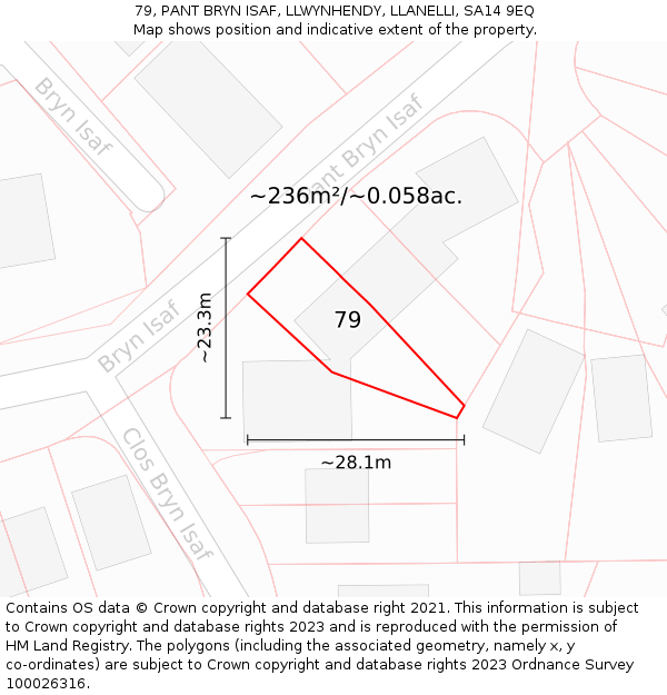 79, PANT BRYN ISAF, LLWYNHENDY, LLANELLI, SA14 9EQ: Plot and title map