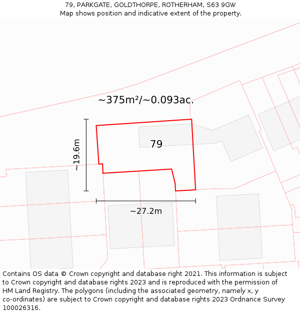 79, PARKGATE, GOLDTHORPE, ROTHERHAM, S63 9GW: Plot and title map