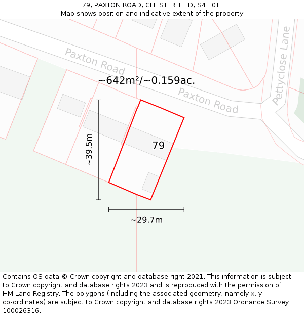 79, PAXTON ROAD, CHESTERFIELD, S41 0TL: Plot and title map