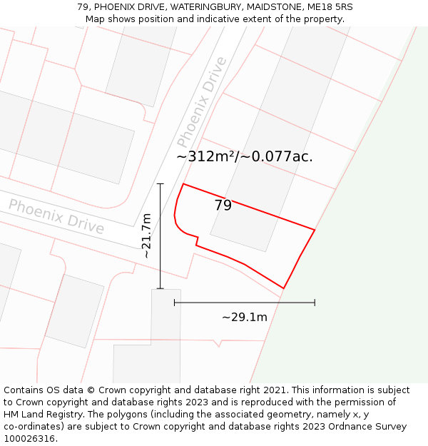 79, PHOENIX DRIVE, WATERINGBURY, MAIDSTONE, ME18 5RS: Plot and title map